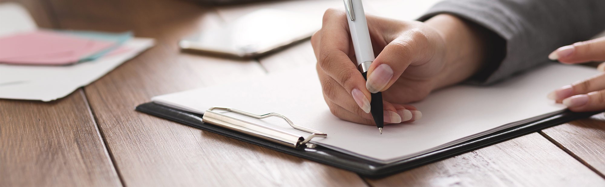 Filling out a checklist