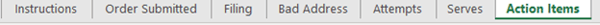 action items tab