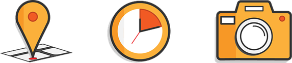 Location time and photo icons