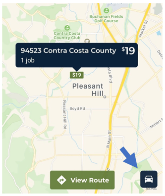 Claim jobs map view car button